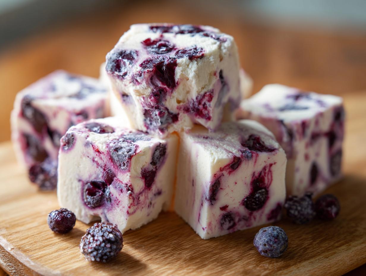 Blaubeer Joghurt Wuerfel Genuss: 4 Zutaten Glück