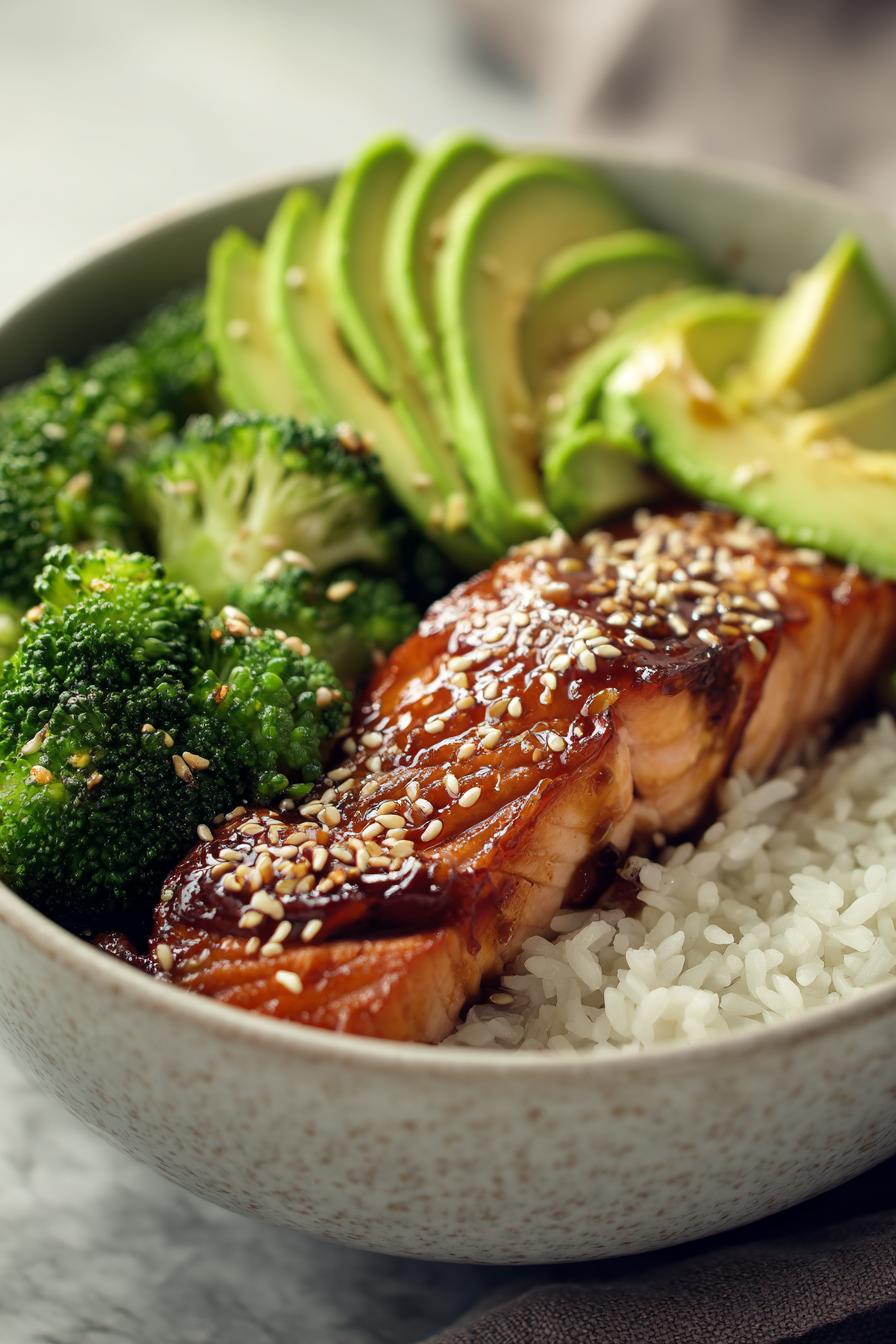 Schnelle Honig-Knoblauch-Salmon-Bowls, 1 Traum