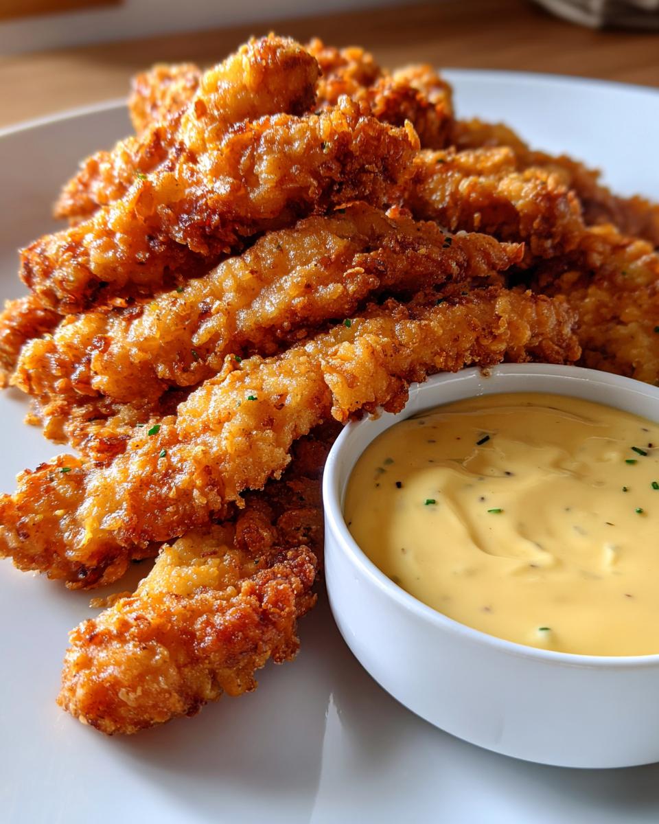 Krosse Hähnchenstreifen mit Honig-Senf-Sauce Rezept - detail 1